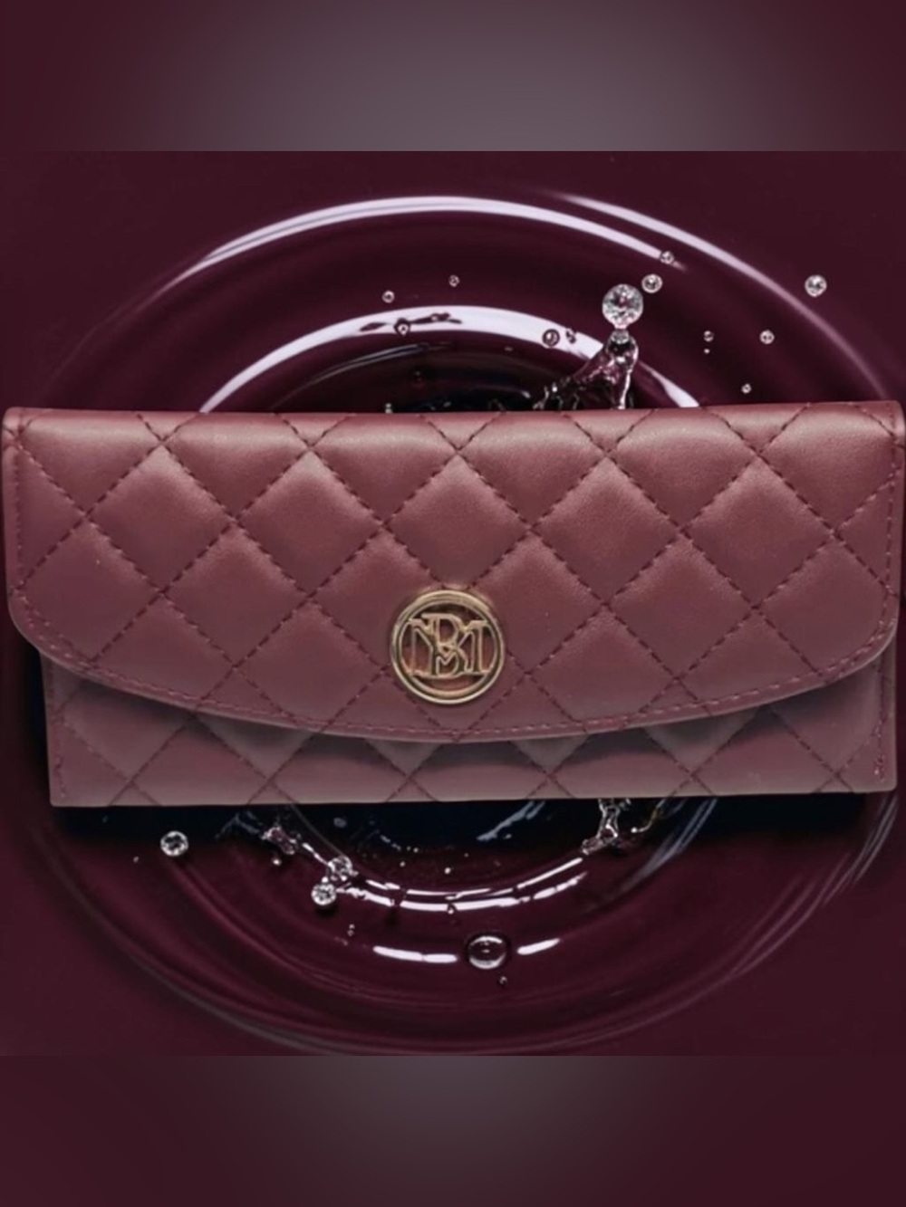 Badgley Mischka Quilted Burgundy Wallet